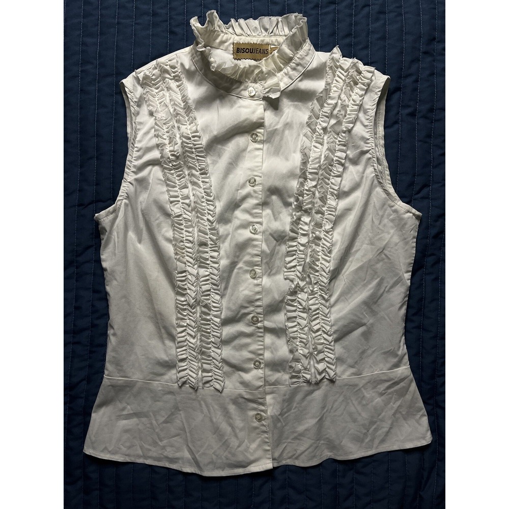 Bisou Jeans Mississippi Ole Miss Rebels Ruffled Sleeveless Top Women's Size Med